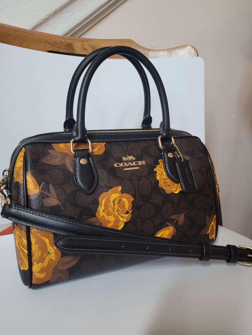 Coach Rowan Satchel Bag in Signature Canvas with Floral Print - Picture 2 of 16